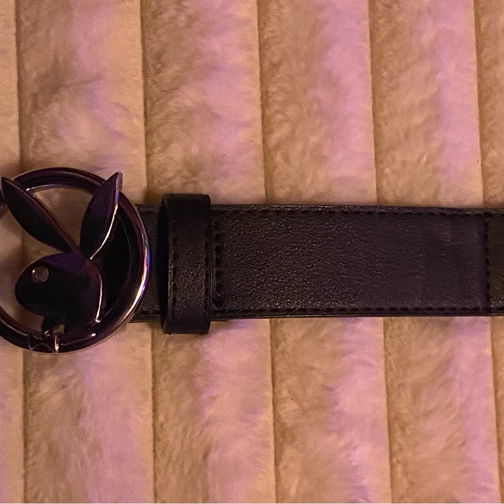 Black playboy Belt with Silver Buckle